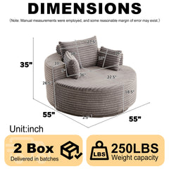 55''L Corduroy Foam Single Swivel Chair, Fluffy Modern Sleeper, 360 Degree Swivel Chair for Living Room, Bedroom, Lounge and Projection Room