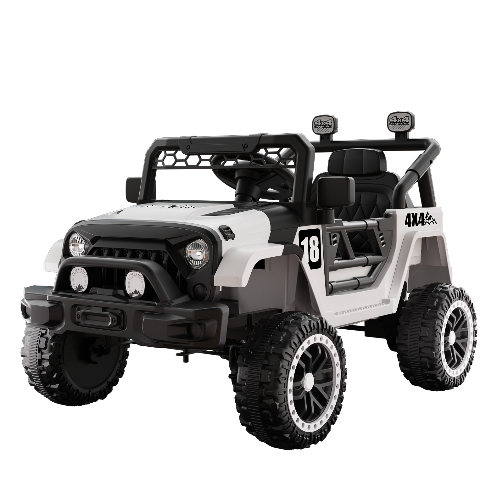 12V Ride on Car with Parent Remote Control, Toddler Electric Car with Spring Suspension, LED Lights & Music Player - Safe Battery Toy for Kids, Christmas & Birthday Gift WIGHT+BLACK