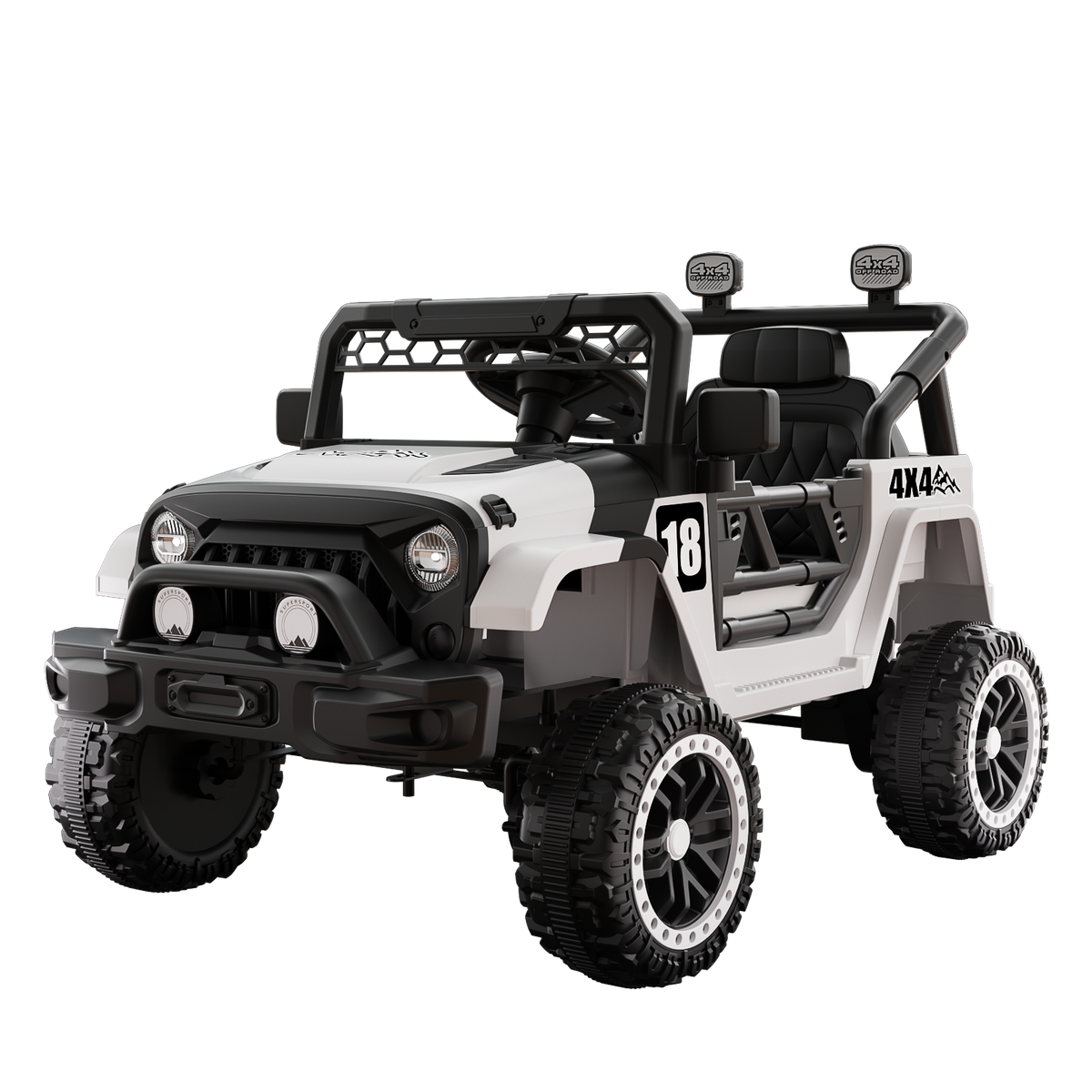12V Ride on Car with Parent Remote Control, Toddler Electric Car with Spring Suspension, LED Lights & Music Player - Safe Battery Toy for Kids, Christmas & Birthday Gift WIGHT+BLACK
