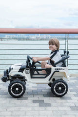 12V Ride on Car with Parent Remote Control, Toddler Electric Car with Spring Suspension, LED Lights & Music Player - Safe Battery Toy for Kids, Christmas & Birthday Gift WIGHT+BLACK