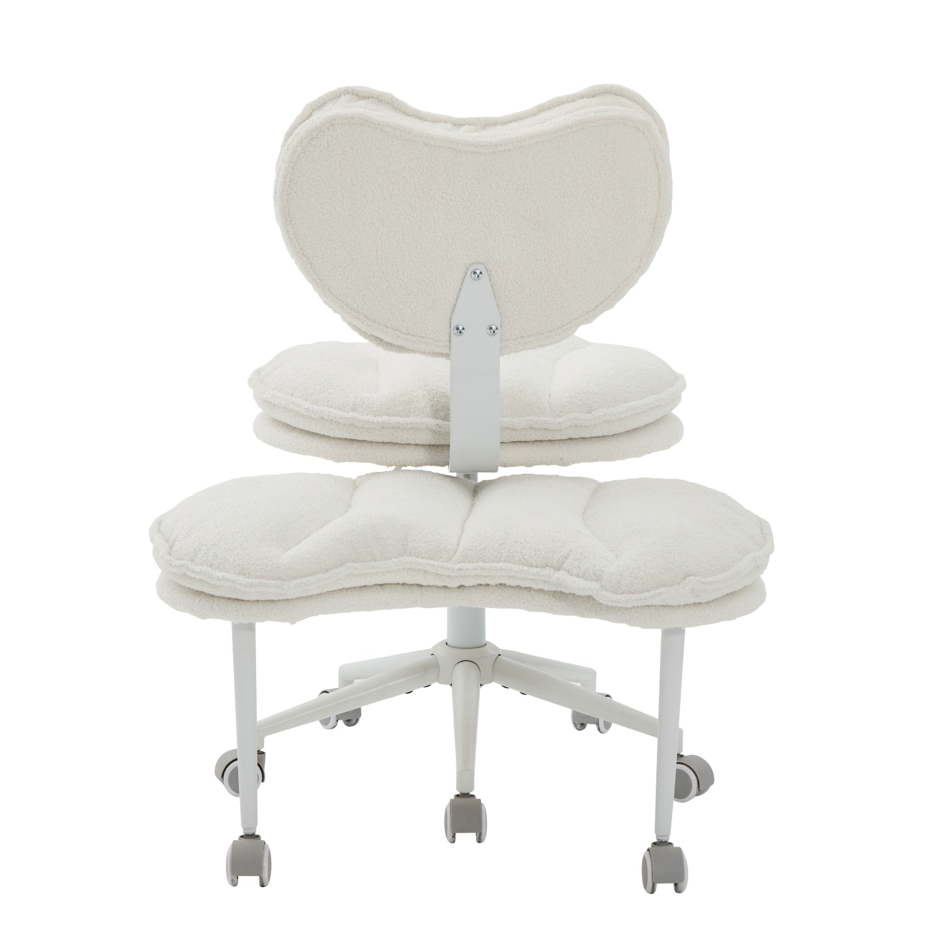 Meditation Chair Plus, Teddy Fleece Double-Layer Padding Cross Legged Rolling Chair for ADHD, Criss Cross Desk Chair with Lumbar Support, Adjustable Stool, Flexible for Fidgety Sitters, Ivory