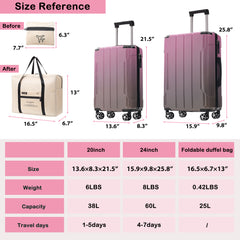 Luggage Sets 3 Piece Suitcase Set with Spinner Wheels, Built-in TSA Lock, Foldable Duffel Bag for Travel Men & Women