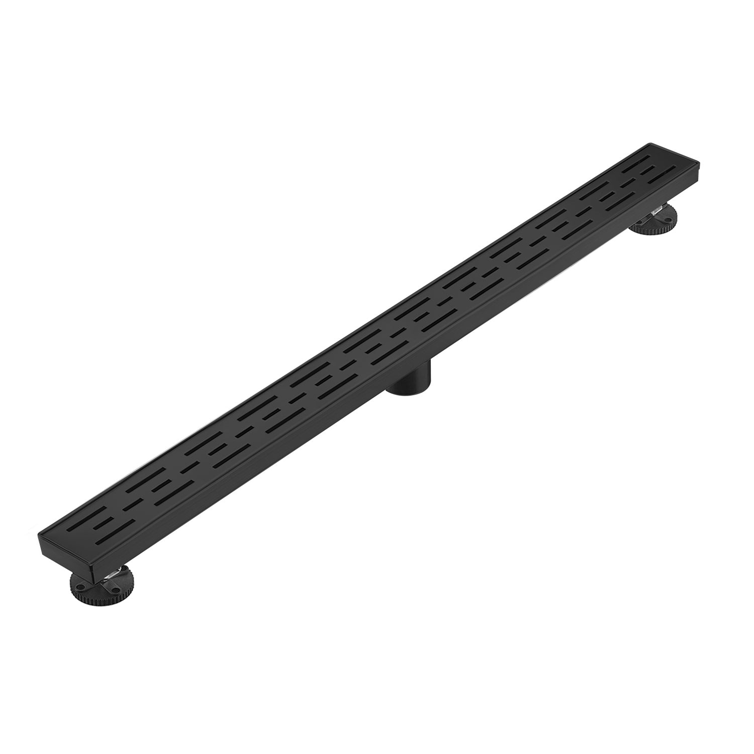 36 Inch Linear Shower Drain with Removable Brick Patterned Grate Cover, 304 Stainless Steel Shower Floor Drain with Hair Strainer and Leveling Feet