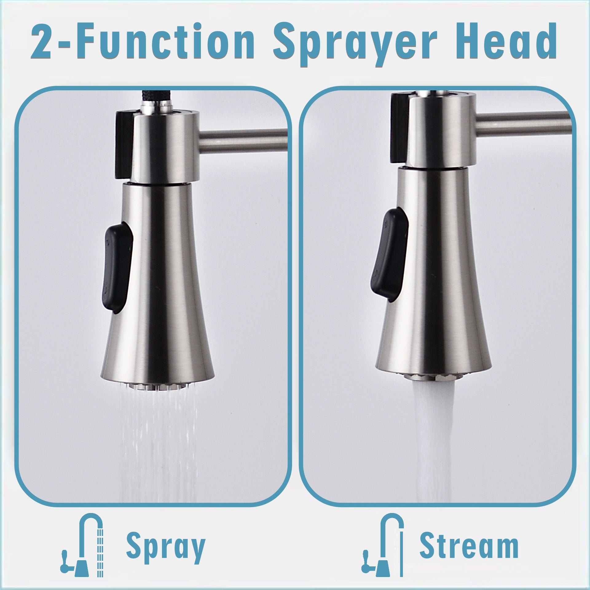 Brushed Nickel Single Handle Commercial Modern Spring High Arc Kitchen Faucet Water Filter System Bends as You Want