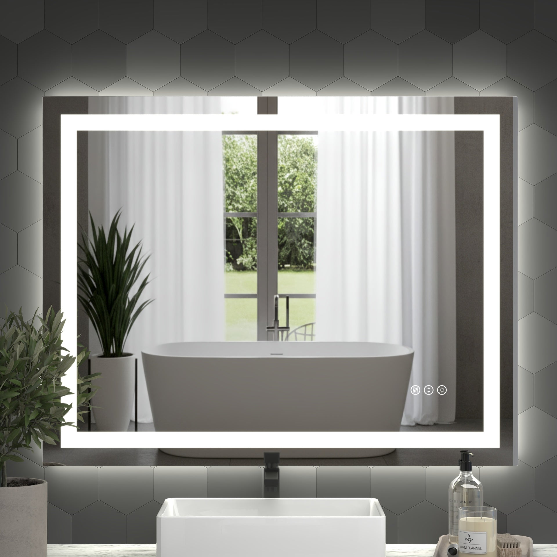 28"*36"LED Bathroom Mirror,Front-Lit and Back-Lit, Stepless Dimmable, 3 Colors CRI90+, Brightness Memory, Shatter-Proof,Anti-fog LED Vanity Mirror, IP44 Waterproof