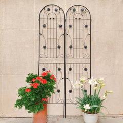 2 Pack Metal Garden Trellis 86.7" x 19.7" Rustproof Trellis for Climbing Plants Outdoor Flower Support Black