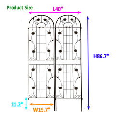 2 Pack Metal Garden Trellis 86.7" x 19.7" Rustproof Trellis for Climbing Plants Outdoor Flower Support Black