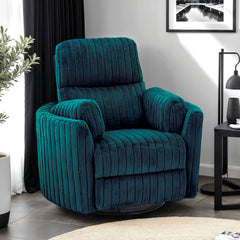 Power Glider Recliner w/ Swivel Curved Arms Pillow Fill Swivel Chair Contemporary Dark Teal Primary Living Room