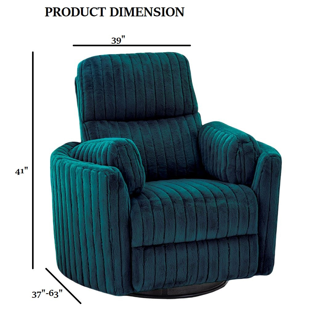 Power Glider Recliner w/ Swivel Curved Arms Pillow Fill Swivel Chair Contemporary Dark Teal Primary Living Room