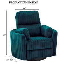 Power Glider Recliner w/ Swivel Curved Arms Pillow Fill Swivel Chair Contemporary Dark Teal Primary Living Room