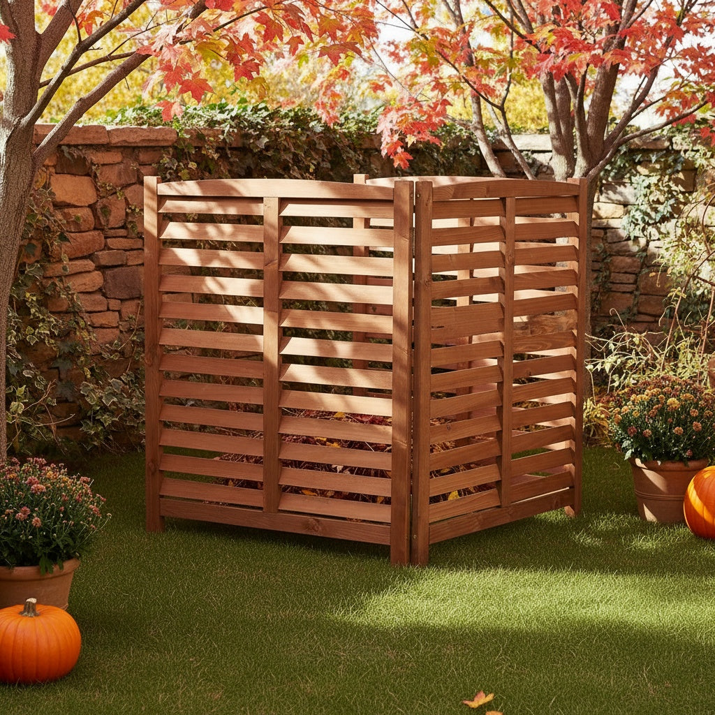 3-Panel Outdoor Air Conditioner Fence 3-Section Outdoor Wooden Screen, Outside Wood Privacy Fence, 32" W x 38" H