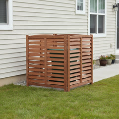 3-Panel Outdoor Air Conditioner Fence 3-Section Outdoor Wooden Screen, Outside Wood Privacy Fence, 32" W x 38" H