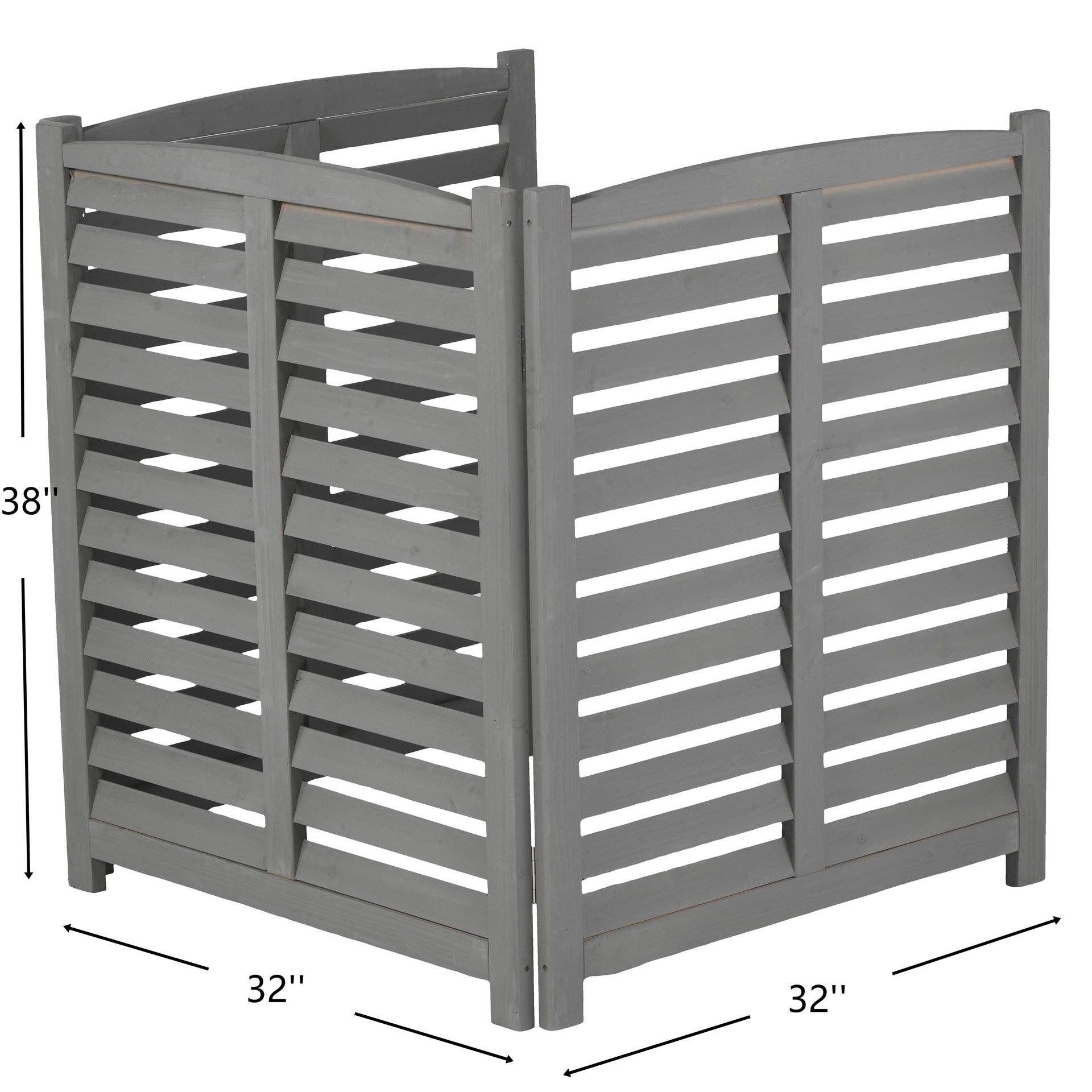 3-Panel Outdoor Air Conditioner Fence 3-Section Outdoor Wooden Screen, Outside Wood Privacy Fence, 32" W x 38" H