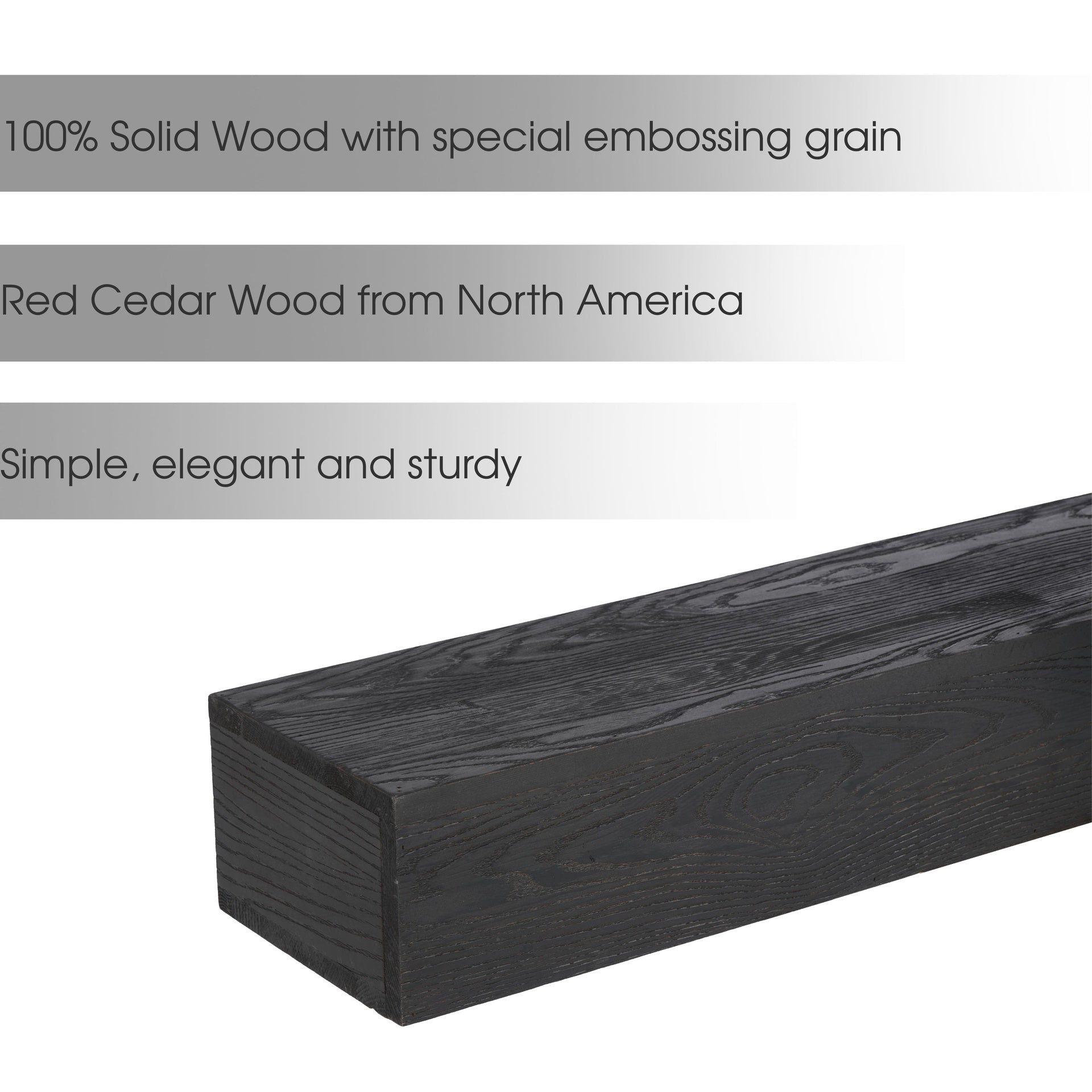 48'' Embossed Fireplace Mantel Western Red Cedar Wall-Mounted & Floating Shelf for Home Decor