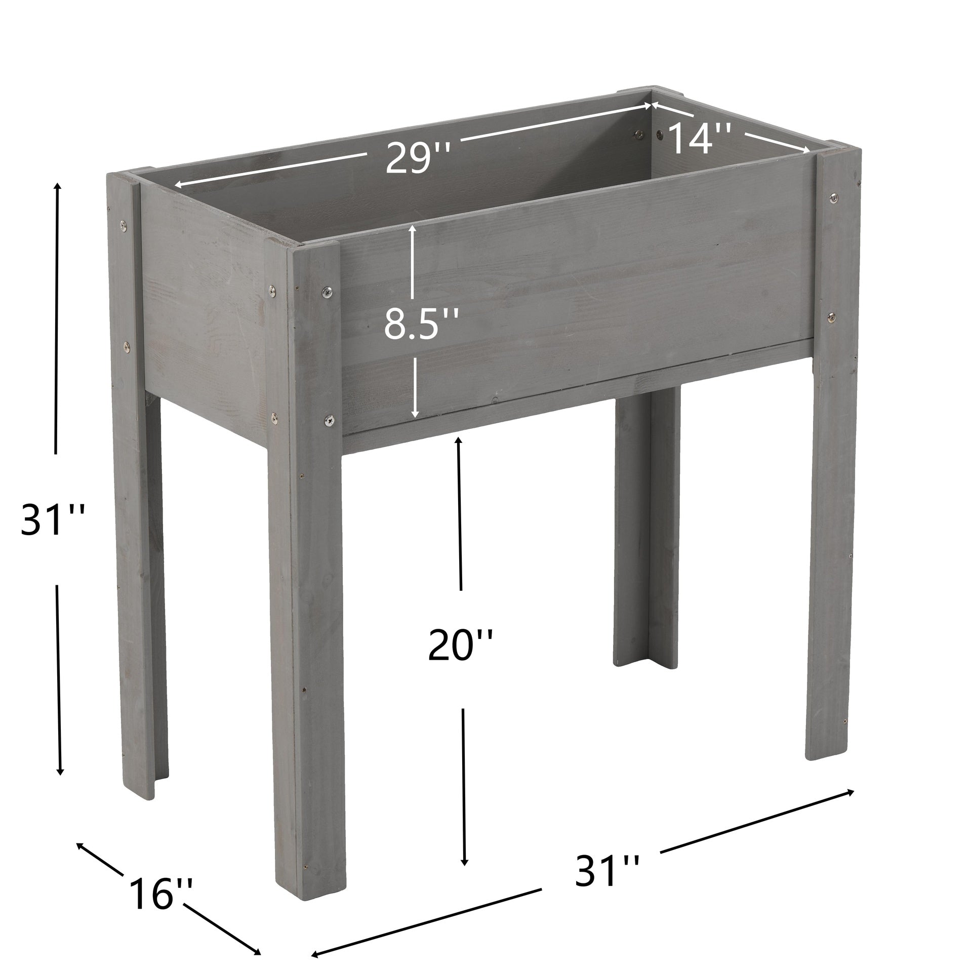 31x31x16 inch Raised Garden Bed with Legs, Elevated Wooden Planter Box for Outdoor Plants Flowers Fruits Vegetable Herb Growingg
