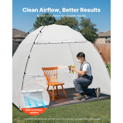 Portable Paint Booth Tent, 91.7 x 67.7 x 74.8 inch Painting Tent Station, Spray Shelter with Built-in Floor & Mesh Screen, Large Space, Oxford Spray Painting Tents for Cupboard, Chairs, Tables