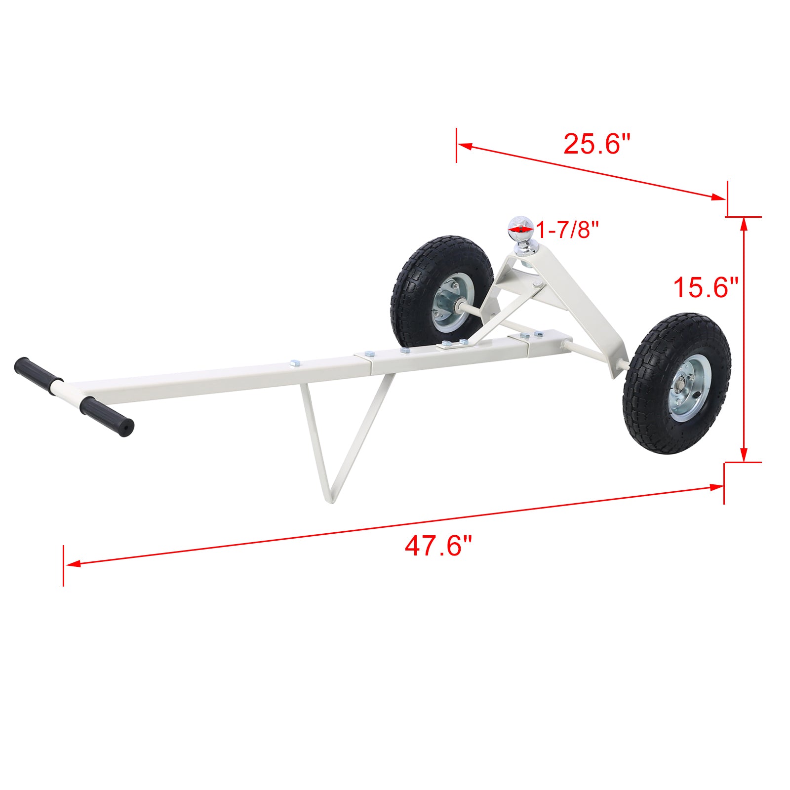 Trailer Dolly with Pneumatic Tires - 600 Lb. Maximum Tongue Weight Capacity, gray color