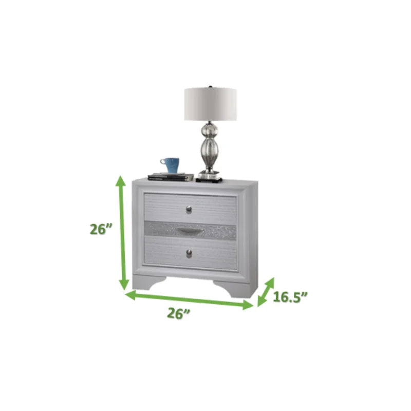 Matrix Traditional 2 Drawer Nightstand made with Wood in White