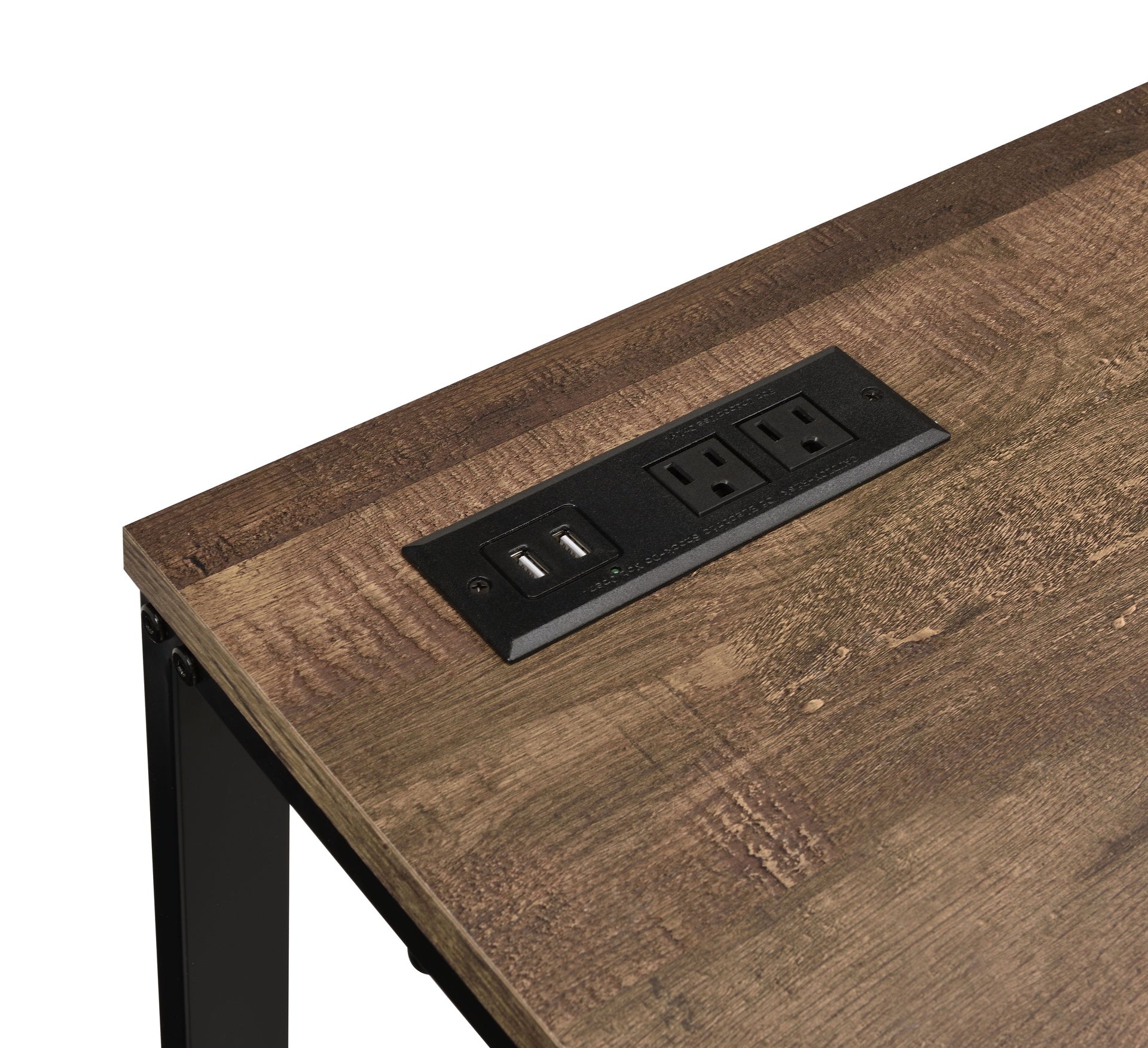 Tyrese Walnut & Black Finish Writing Desk W/USB