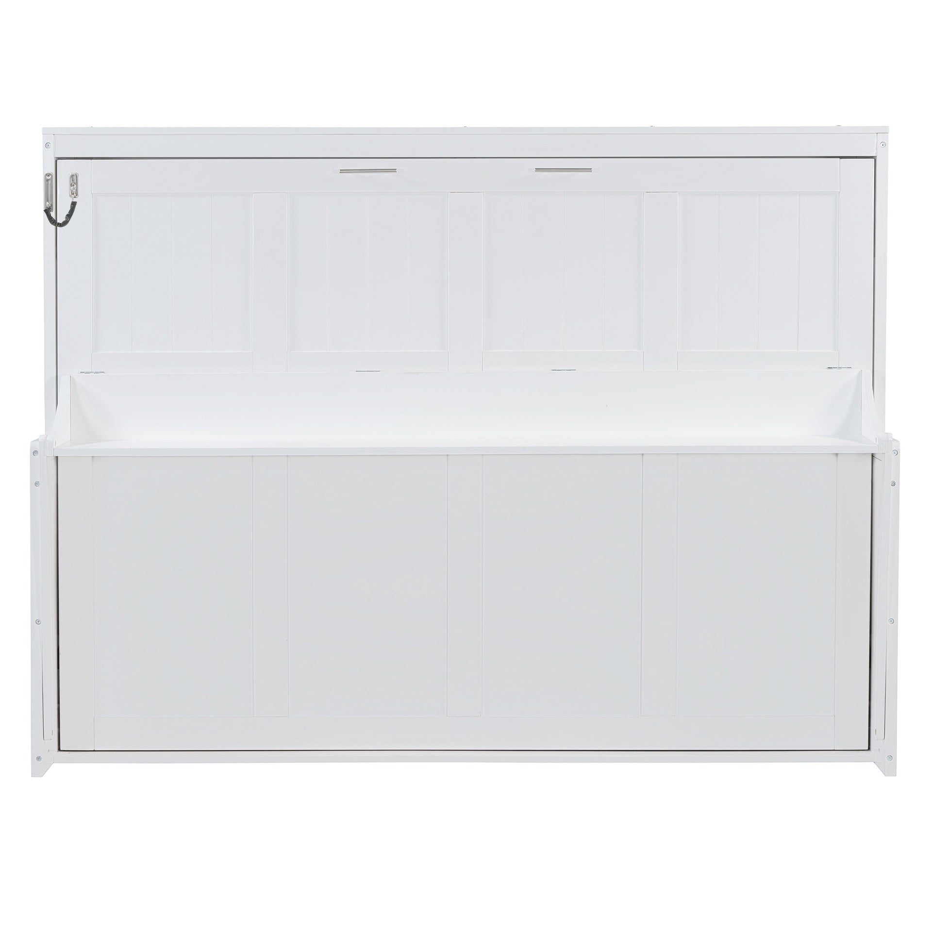Queen Size Murphy Bed with Hydraulic Lift & Desk Design, White