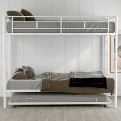 Twin over Twin Bunk Bed with Trundle, White