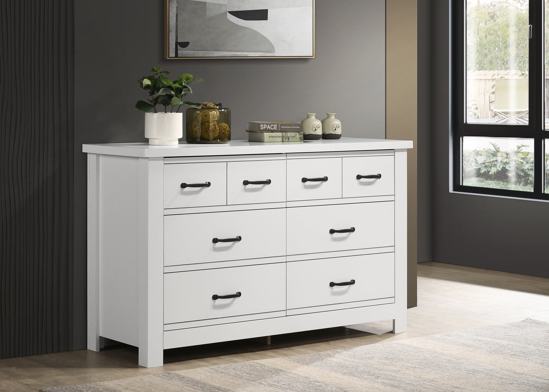Cassini 51 inch White 6-Drawer Dresser