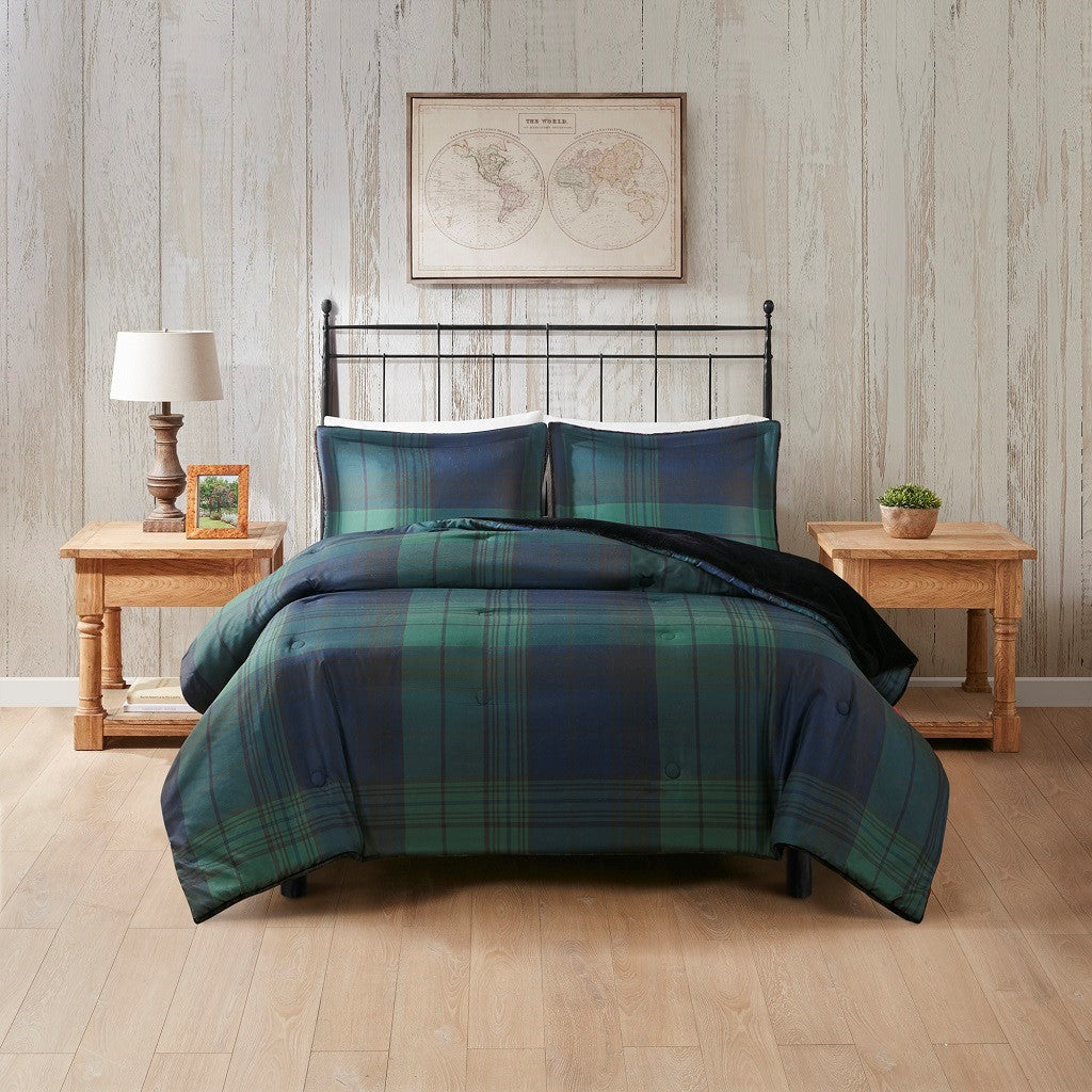 King/Cal King Faux Wool to Faux Fur Down Alternative Comforter Set