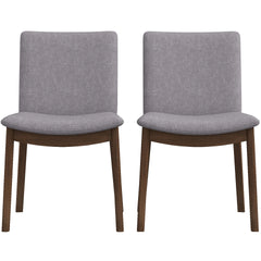Top Quality Laura Mid-Century Modern Solid Wood Dining Chair (Set of 2) with Fabric Upholstery in Grey for Home Kitchen