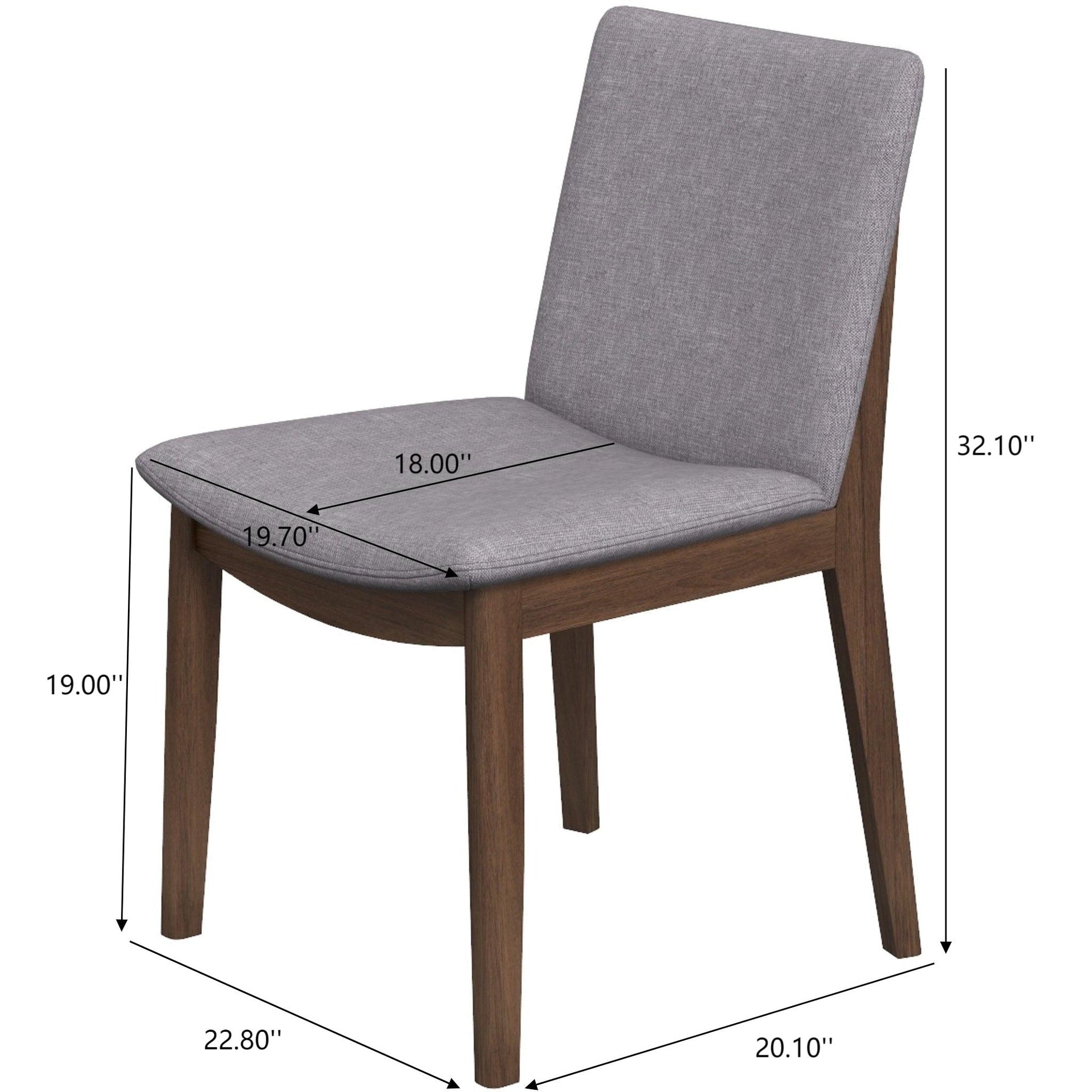 Top Quality Laura Mid-Century Modern Solid Wood Dining Chair (Set of 2) with Fabric Upholstery in Grey for Home Kitchen