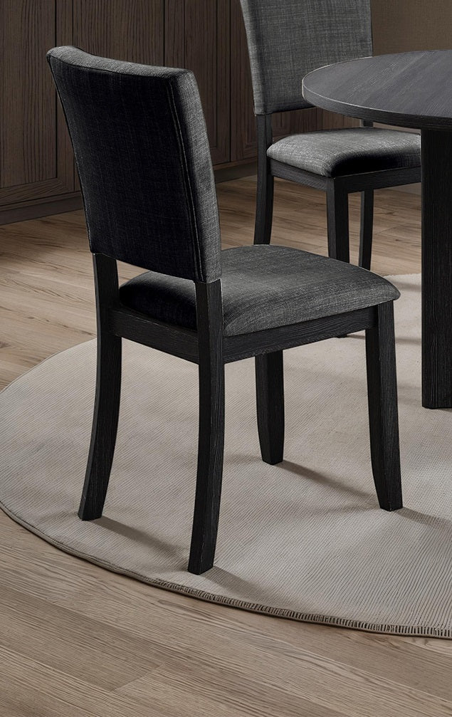 Dark Gray Finish Transitional Style 4pc Side Chair Upholstered Fabric Dining Room