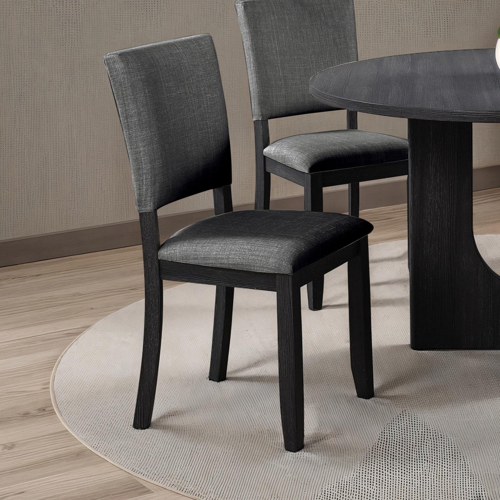 Dark Gray Finish Transitional Style 4pc Side Chair Upholstered Fabric Dining Room