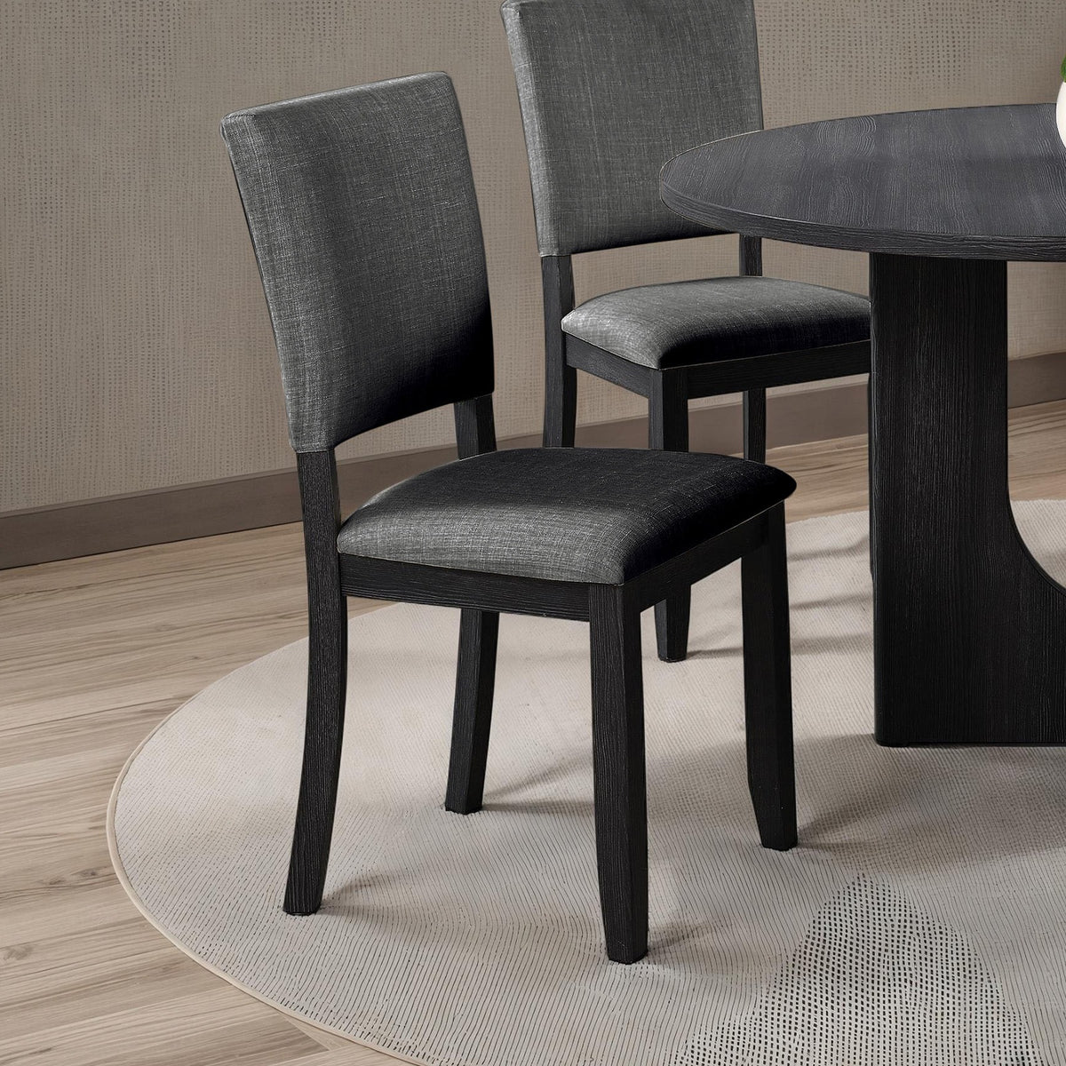 Dark Gray Finish Transitional Style 4pc Side Chair Upholstered Fabric Dining Room