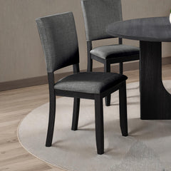 Dark Gray Finish Transitional Style 4pc Side Chair Upholstered Fabric Dining Room