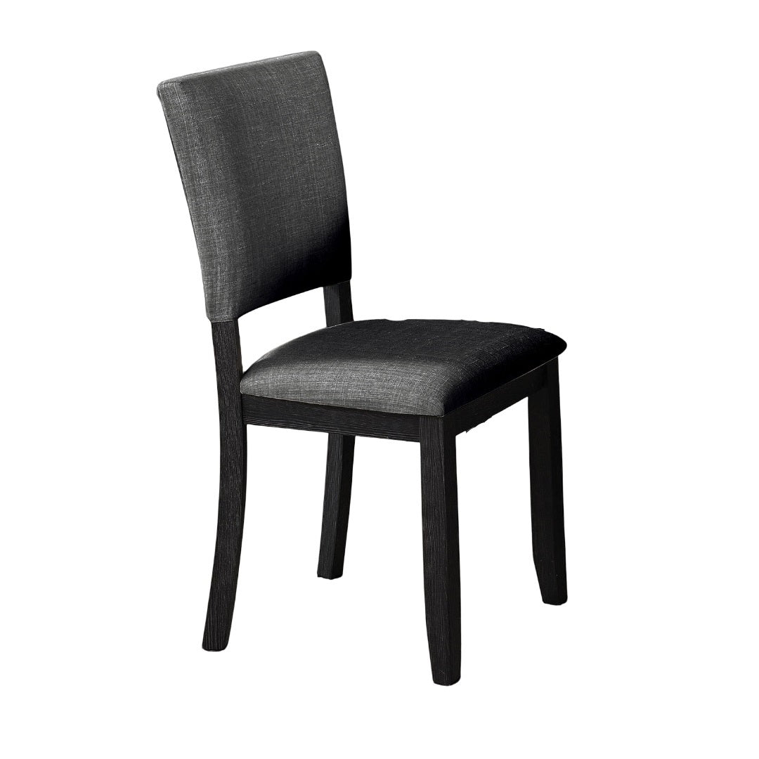 Dark Gray Finish Transitional Style 4pc Side Chair Upholstered Fabric Dining Room