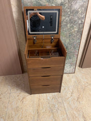 (60cm) 3 in 1 Vanity Desk with Plip Top Mirror, Small Make Up Vanity Set with Visible Glass Desktop, Compact Makeup Vanity with 3 Drawers, Dressing Table for Bedroom (Walnut Color)