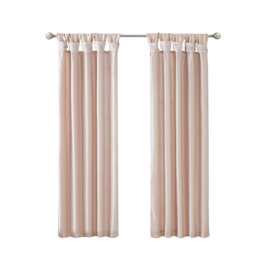 Twist Tab Lined Window Curtain Panel Blush 50x108"
