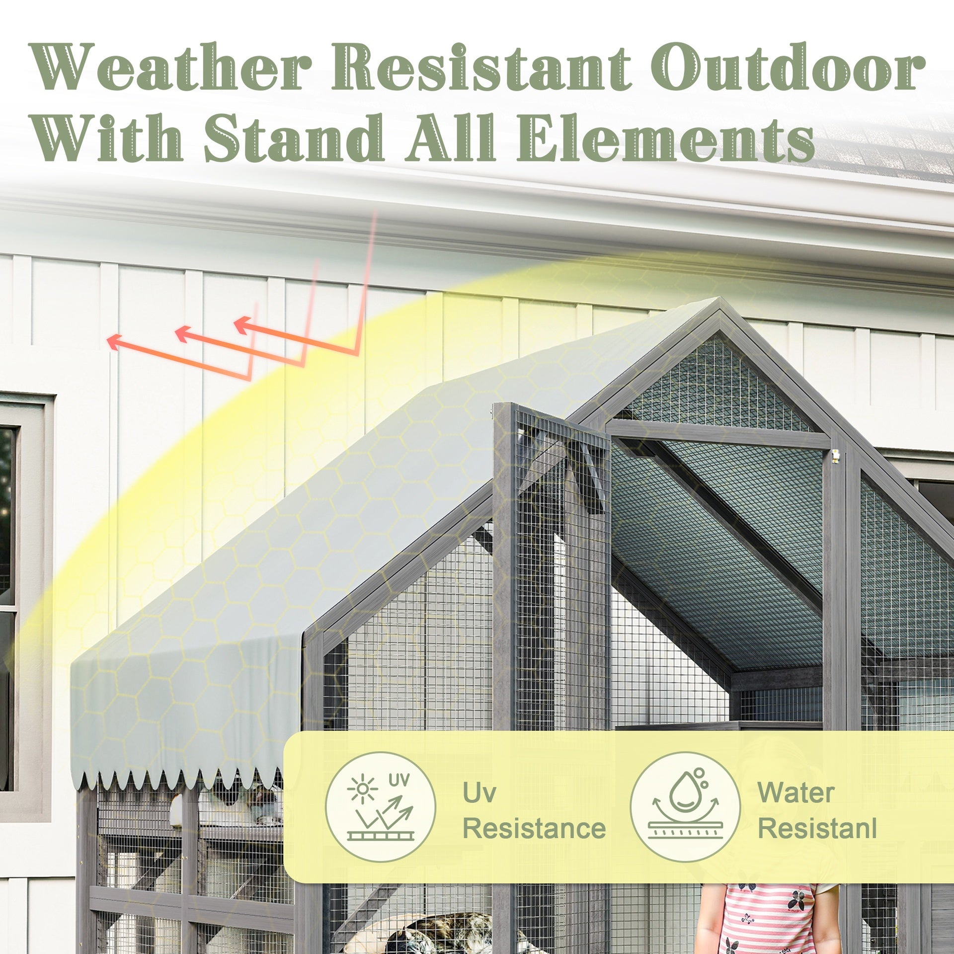 Cat, Large  Outdoor Cat Enclosure for Multiple Cats with 2 Platforms, 2 Resting Box and 1 Bridges, Wooden Feral Cats Shelter with Waterproof and UV Proof Canopy, 74.02 x 55.15 x 74.02 inch