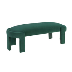 Stylish Upholstered Bench Green Velvet Fabric Foam Cushioned Seat Luxurious Comfort Home Furniture 1pc Durable Plywood Frame Entryway Bench
