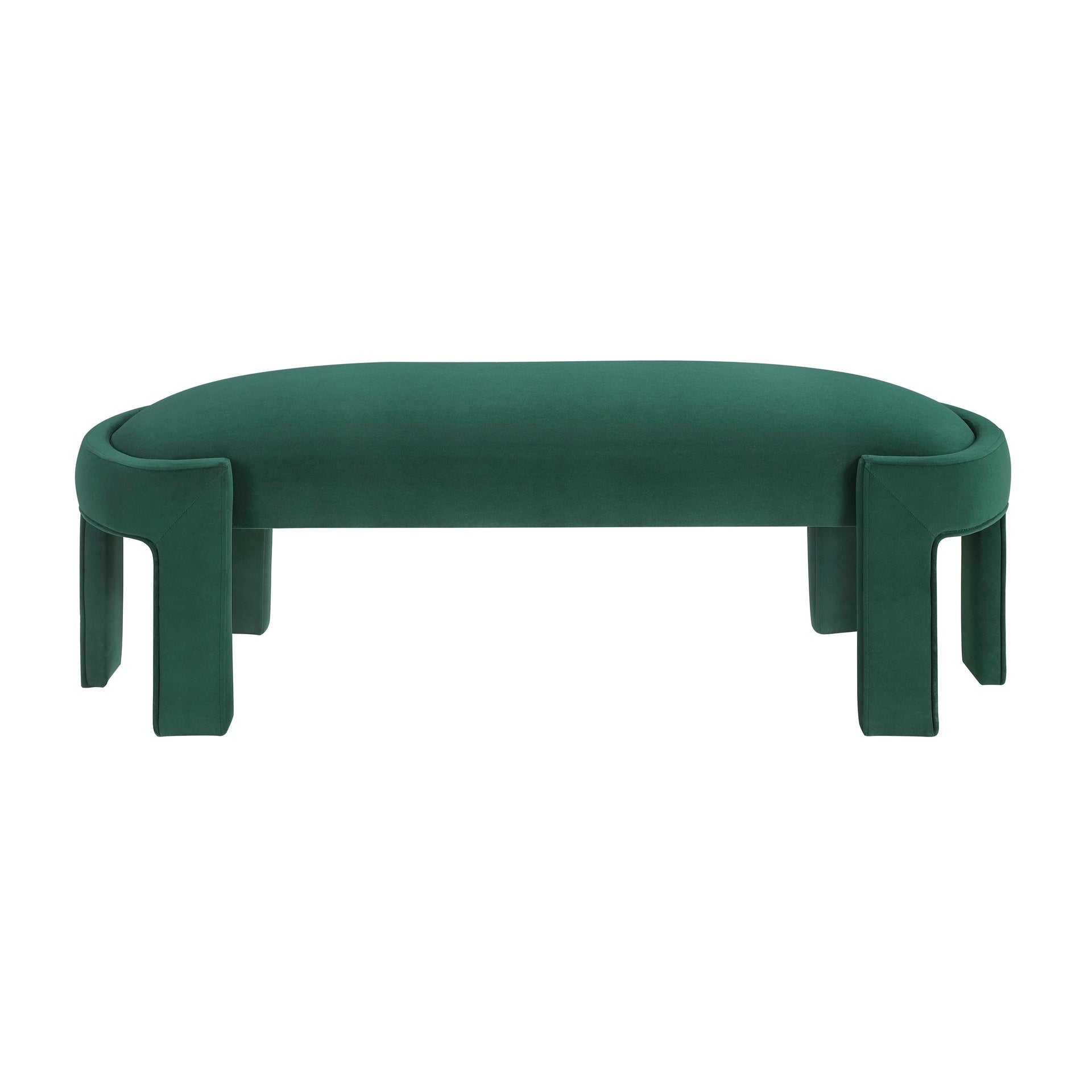 Stylish Upholstered Bench Green Velvet Fabric Foam Cushioned Seat Luxurious Comfort Home Furniture 1pc Durable Plywood Frame Entryway Bench