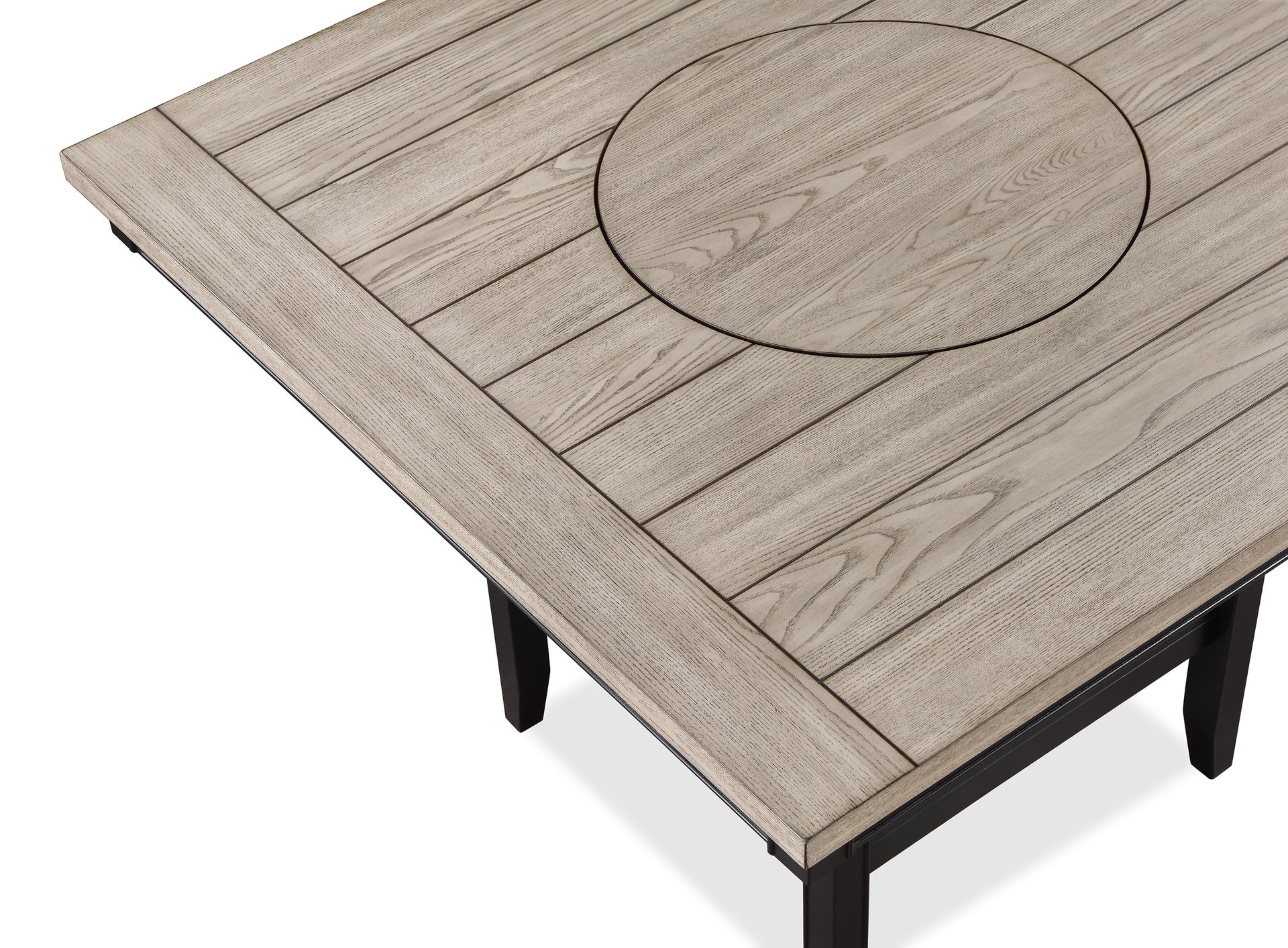 1pc Contemporary Transitional Counter Height Dining Table with 20-Inch Lazy Susan Light Gray Tow-Tone Finish Wooden Wood Veneers Solid Wood Dining Room Furniture