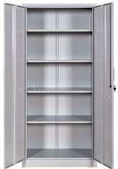 Container Furniture Direct Ironclad 71" Metal Storage Cabinet with Locking Doors and 4 Adjustable Shelves, Heavy-Duty Steel Cabinet for Garage, Laundry, Office, or Warehouse, Gray