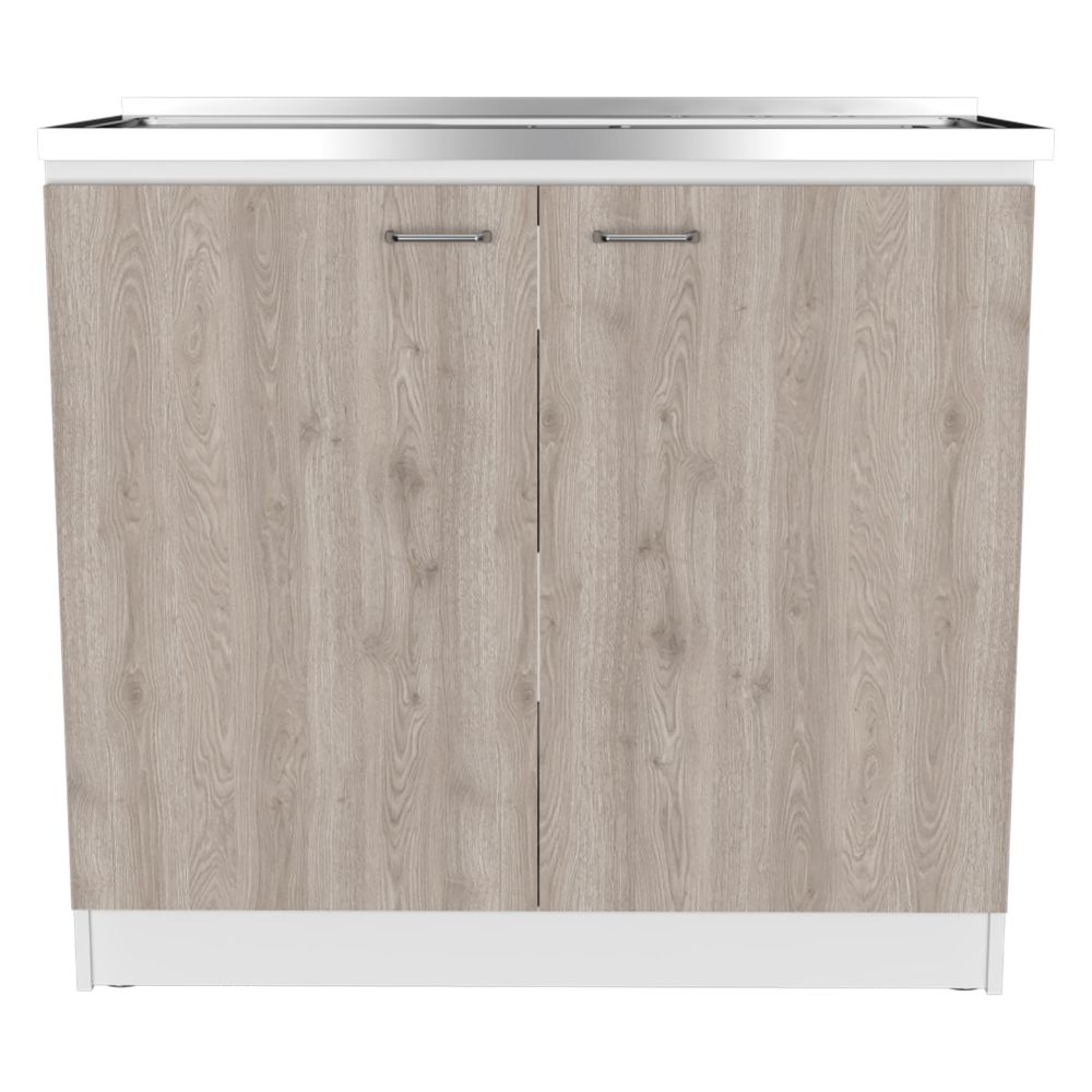 Brookeline Rectangle 2-Door Utility Sink and Cabinet White and Light Gray