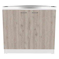 Brookeline Rectangle 2-Door Utility Sink and Cabinet White and Light Gray