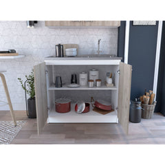Brookeline Rectangle 2-Door Utility Sink and Cabinet White and Light Gray
