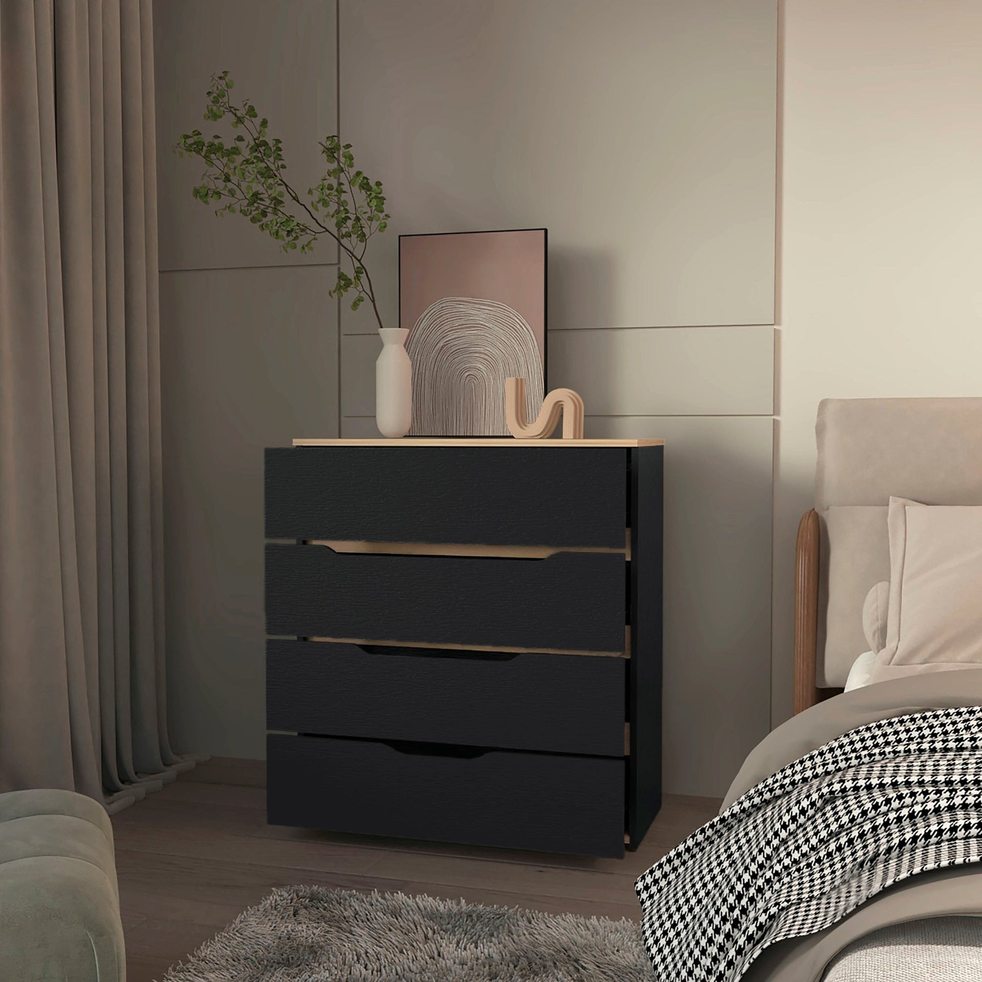 4-Drawer Dresser Wenge and Light Oak