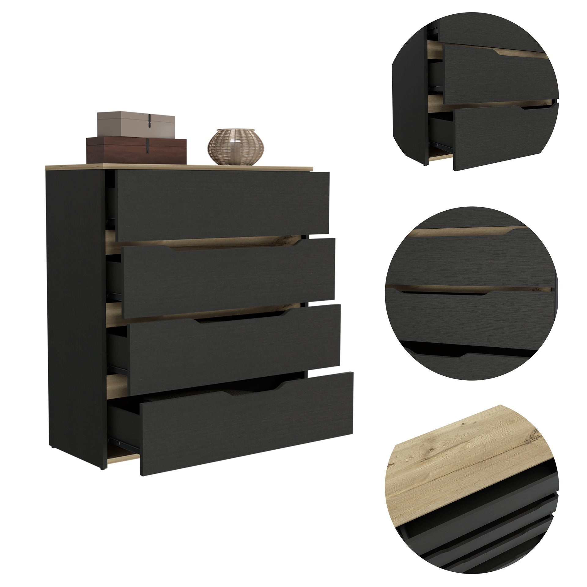 4-Drawer Dresser Wenge and Light Oak