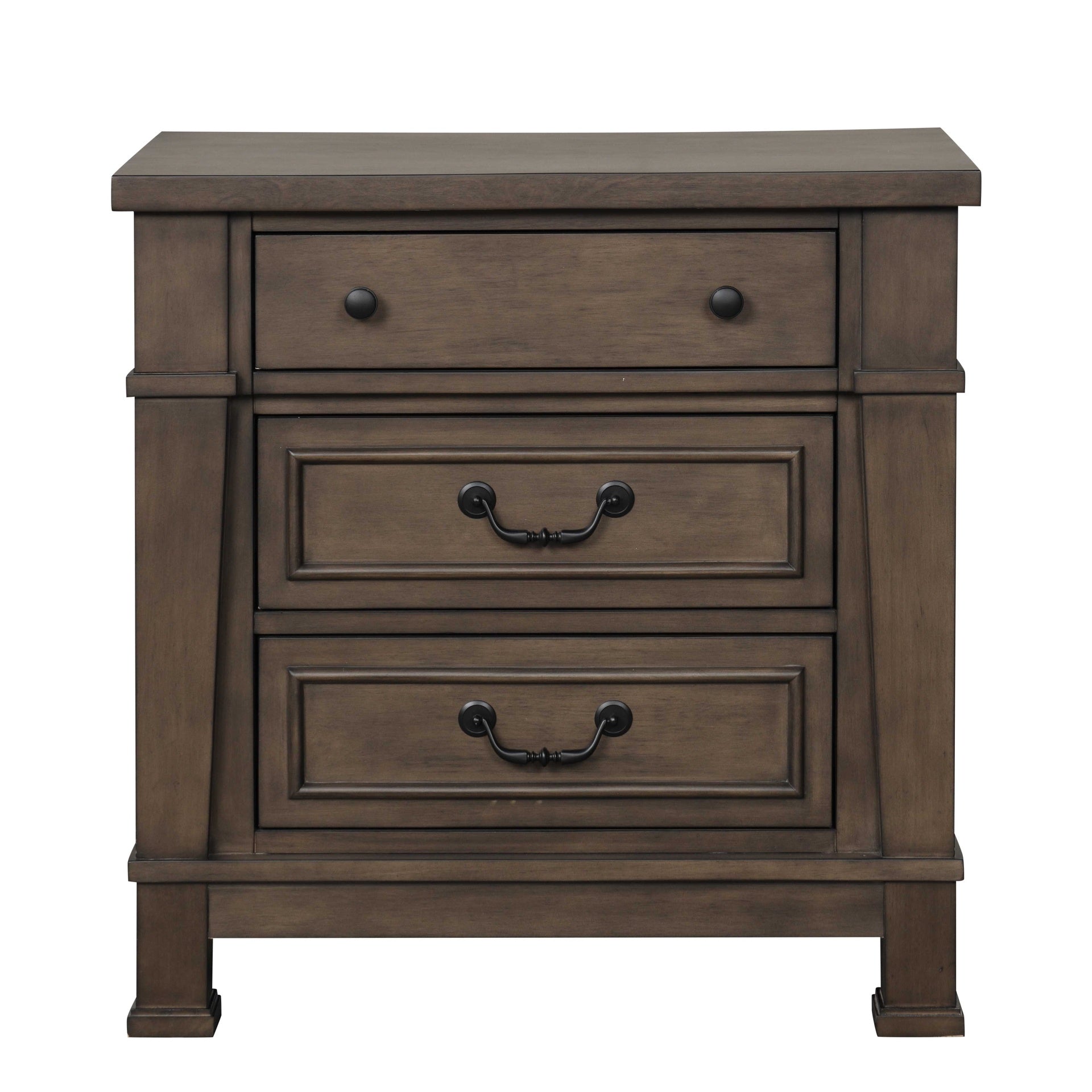 Transitional Style 1pc Nightstand USB Port Felt Lined Top And Dovetail Drawers Dark Walnut Finish Bedroom Furniture