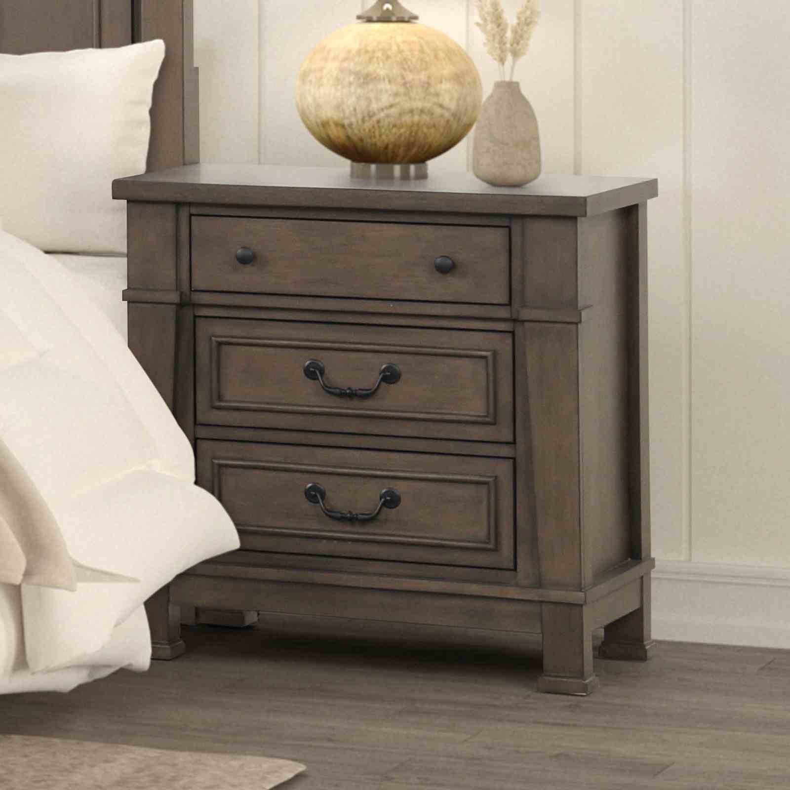 Transitional Style 1pc Nightstand USB Port Felt Lined Top And Dovetail Drawers Dark Walnut Finish Bedroom Furniture