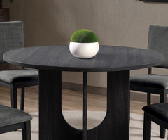 Classic Round Dining Table 1pc Dining Room Furniture Dark Gray U-shaped Pedestal Base Table