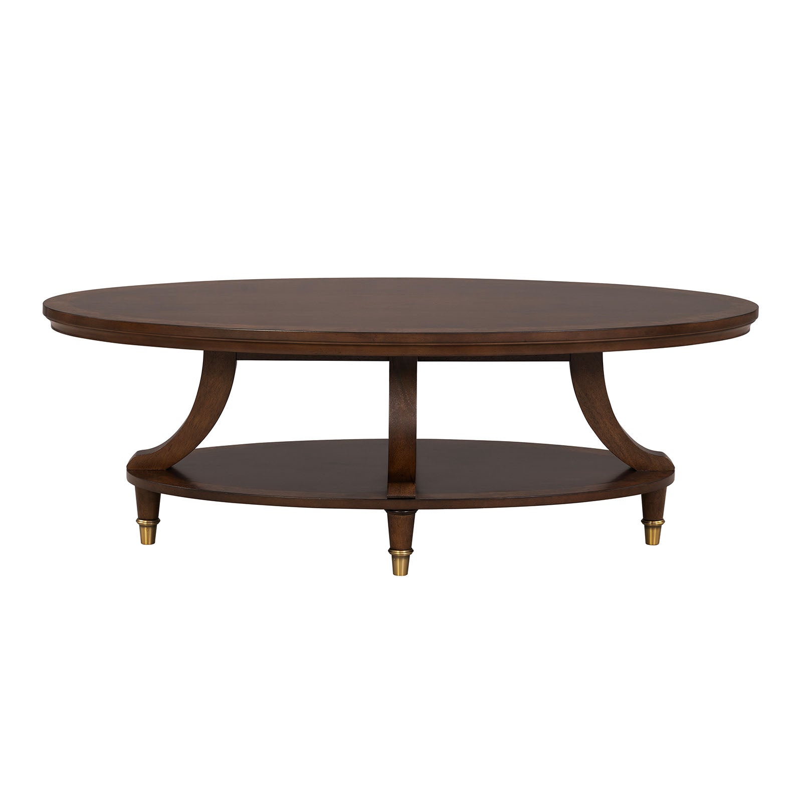 Modern Style 1pc Oval Cocktail Table Gold Legs Dark Cherry Finish Primary Living Room